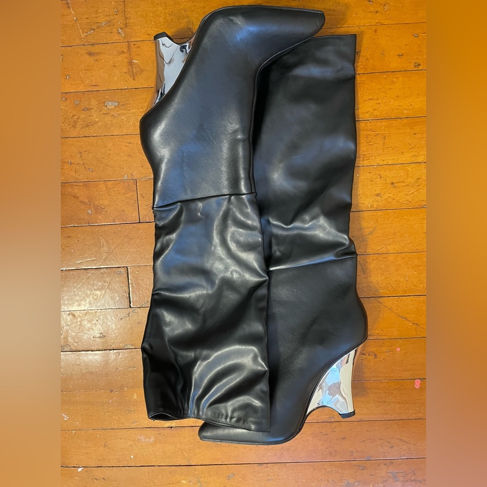 Black Leather Knee-High Boots